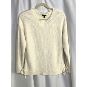 Talbots Ivory Cotton Blend Sweater Laces Detail on Side Women's Size L